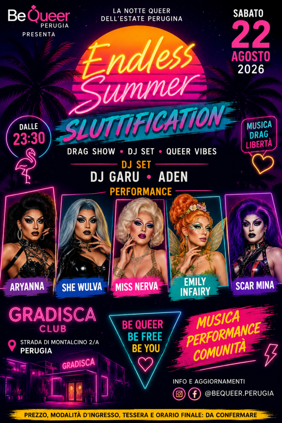 BeQueer “Endless Summer”: drag show e musica queer a Perugia