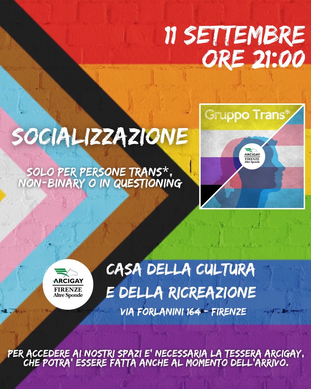 Gruppo Trans* Firenze: spazi sicuri di socializzazione per persone trans*, non binary e in questioning