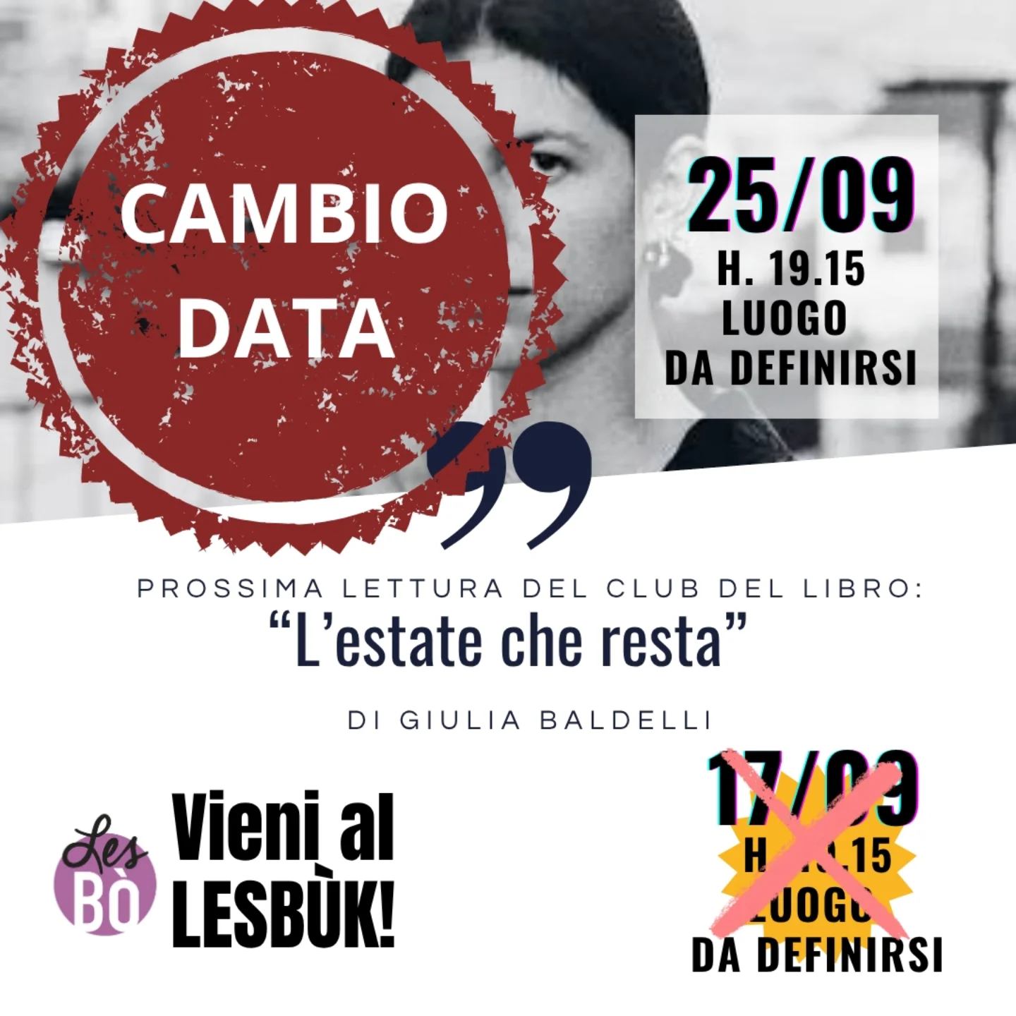 Nuova data per il prossimo incontro Lesbùk di Associazione Lesbiche Bologna