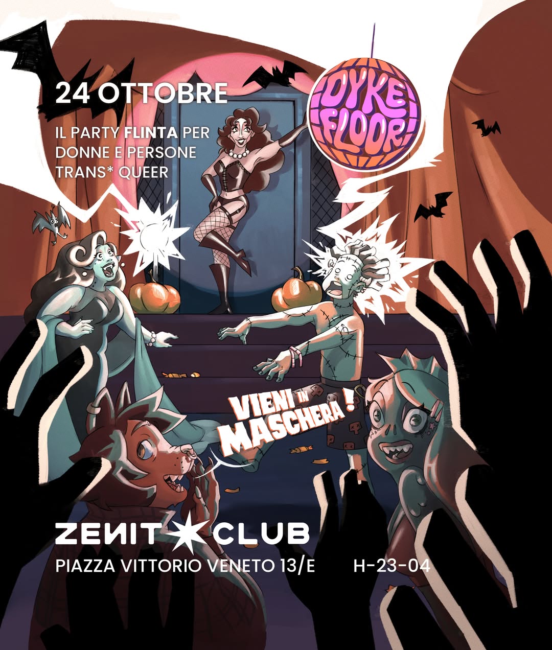 Dykefloor Halloween Party: a FLINTA night in Turin